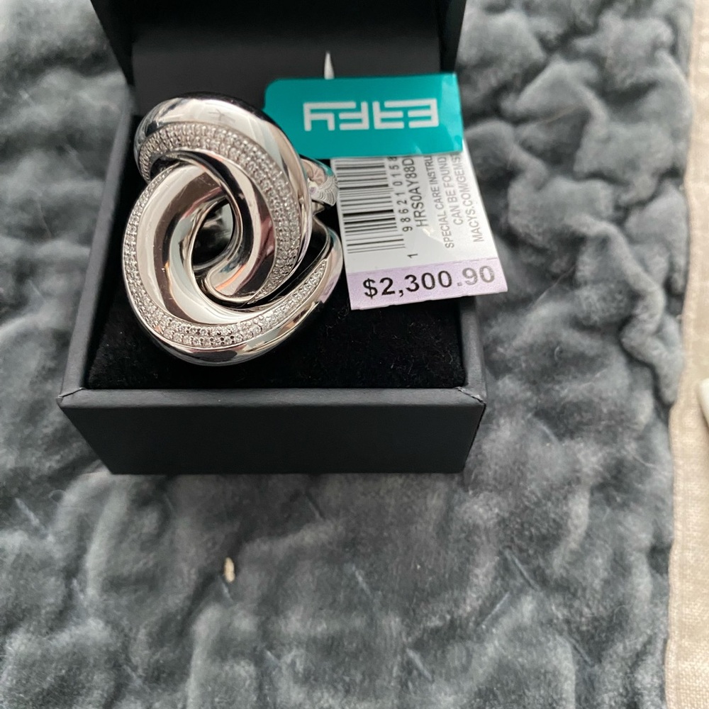 Effy Silver Interlocking Knot Ring with Pavé Accents